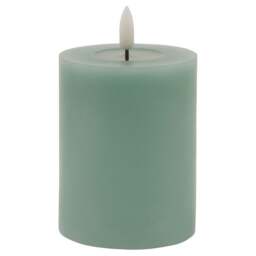 Luxe Collection Melt Effect LED Candle - Wax - L8 x W8 x H10 cm - Sage Green Green