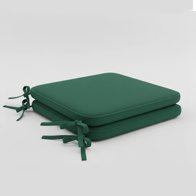Foam Seat Pad with Ties Pack of 2 Comfortable Chair Cushion for Dining, Kitchen Garden Seating Green