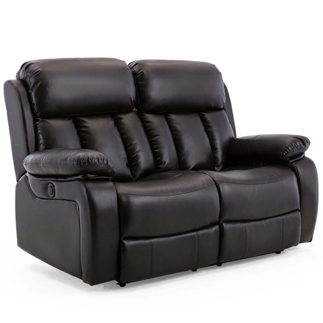 Chester 2 Seater Electric High Back Bonded Leather Recliner Sofa (Brown)