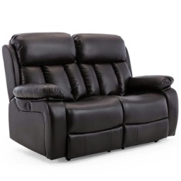 Chester 2 Seater Electric High Back Bonded Leather Recliner Sofa (Brown)