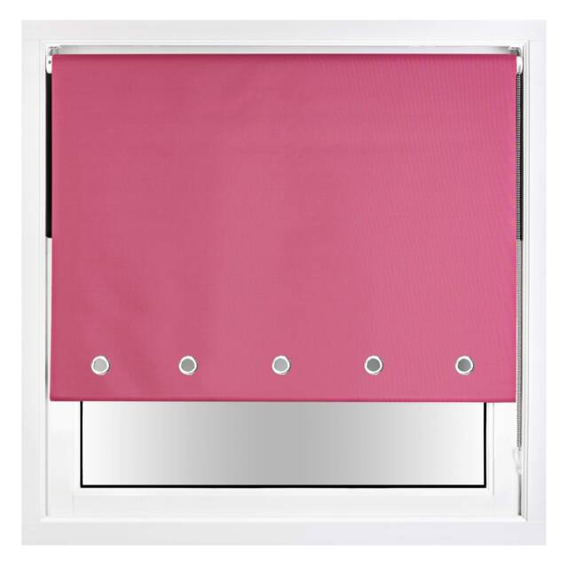 FURNISHED Blackout Roller Blind with Round Eyelets & Metal Fittings Pink Fuchsia (W) 50cm x (L) 210cm