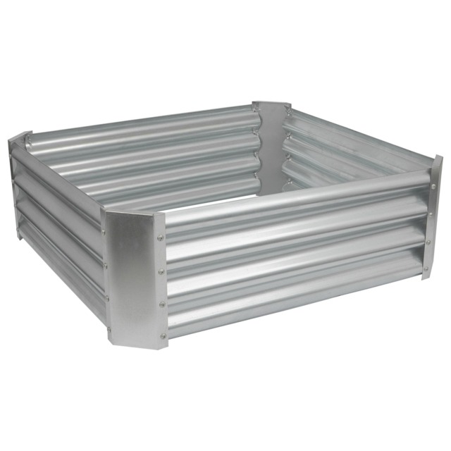 Harbour Housewares Raised Garden Bed - Silver Square Bottomless Metal Raised Bed Galvanised Steel Planter Box 90 x 90cm