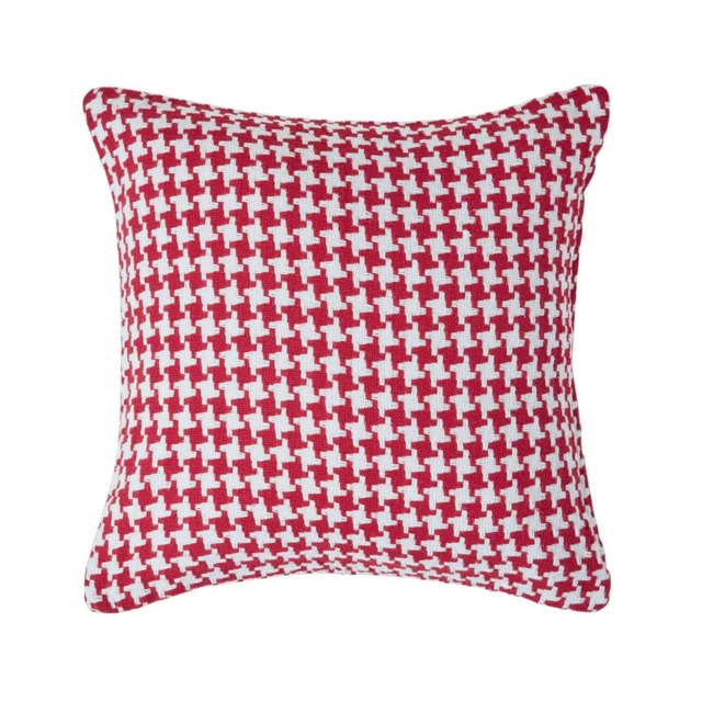 Homescapes Houndstooth Cotton Cushion Cover Red - 60 x 60 cm Red Red 60 x 60 cm