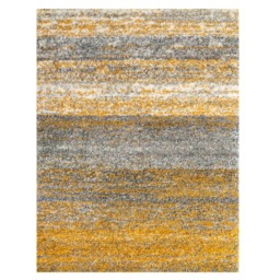 KUKOON Yellow Ochre Grey Striped Mottled Shaggy Rug 60cm x 110cm