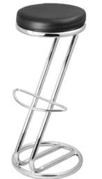 Z Shaped Black Breakfast Bar Stool Chrome Frame Black