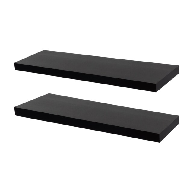Harbour Housewares 100cm Floating Wall Shelf - Photo Gallery Bookshelf Wall Shelves for Storage & Display Black Black