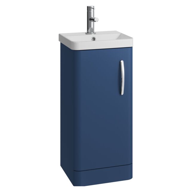 Balterley Handsacre Contemporary 1 Door Floor Standing Vanity Unit with Basin, Satin Blue, 400mm