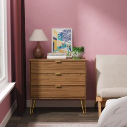 Honshu 3 Drawer Chest of Drawers in Carini Walnut (Ready Assembled) Brown Carini Walnut