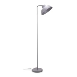 ValueLights Morris Stone Grey Retro Dome Metal Floor Lamp & Bulb Grey
