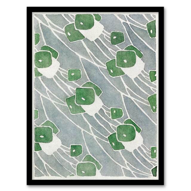 Hannah Borger Overbeck Framed Wall Art Print Green Geometric Pattern Home Décor