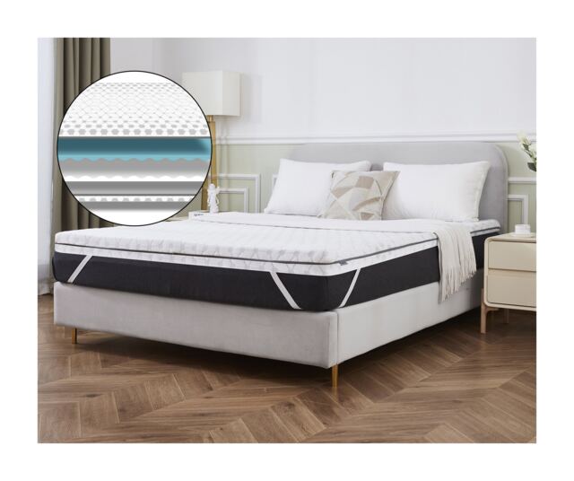 Ezysleep All Seasons Luxury Memory Foam Breathable Mattress Topper Premium Quality White White