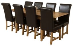 Richmond 140-220cm Oak Extending Dining Table & 8 Washington Leather Chairs Brown Brown
