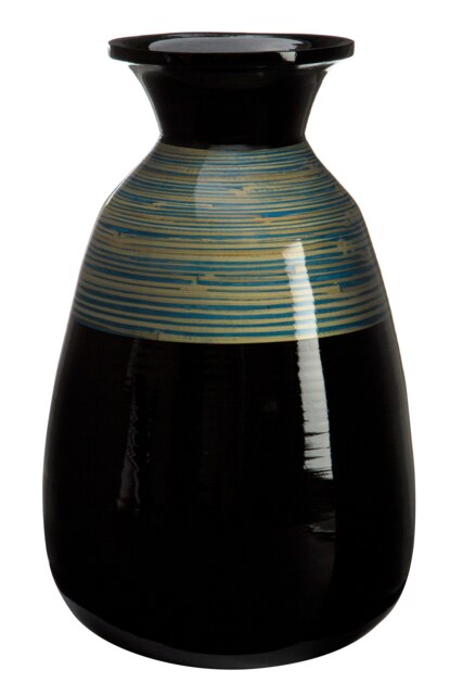 Bamboo Complements Black and Natural Vase Black