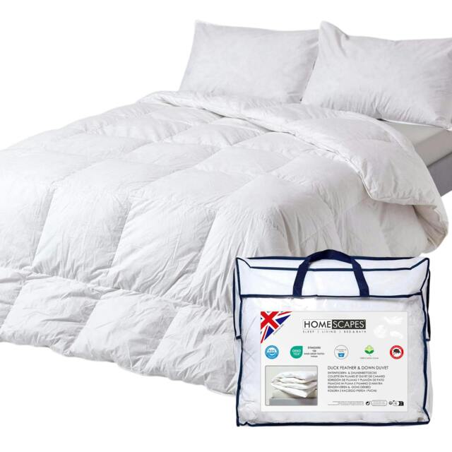 Homescapes Duck Feather and Down 10.5 Tog Duvet, Single White Single