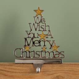 22cm Silver Christmas Stocking Hanger - We Wish You a Merry Christmas