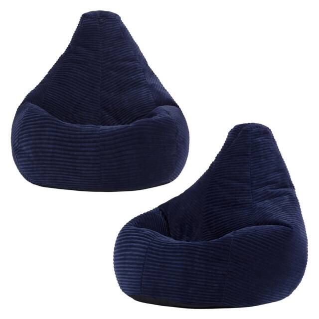 Dalton Kids Beanbag Corduroy Navy Blue Set of 2 Blue Navy M 2