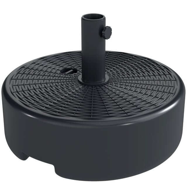 Outsunny Parasol Base 22kg Sand Filled for 38/48mm Poles Black Black Black 44 x 44 x 30.5 cm