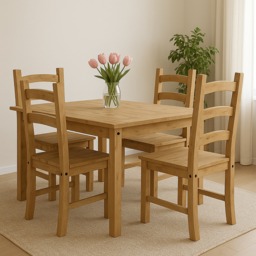 Vida Designs Corona 4 Seater Dining Set 5 Piece Table & Chairs, Solid Pine Wood