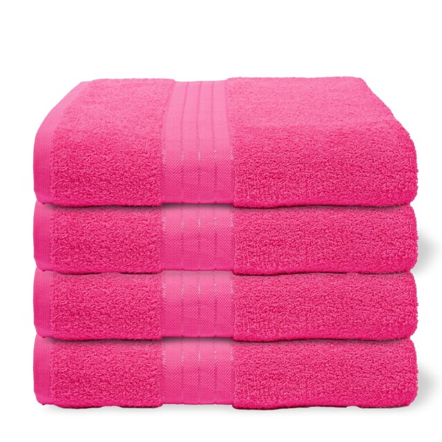 OHS 4 x Luxury 100% Cotton 500GSM Bathroom Bath Sheet Towel Pink Bright Pink Bath sheet