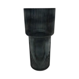 Blue Tall Glass Ribbed Vase