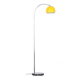 ValueLights Curva Chrome Floor Lamp Yellow Metal Dome Shade