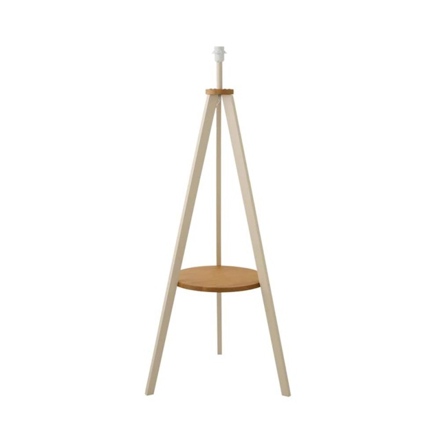ValueLights Morrigan Cream Wood Shelf Floor Lamp Base Cream