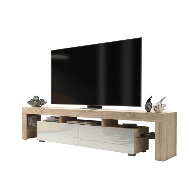 TV Unit TV Stand Oak White High Gloss Media Console Sideboard Storage Cabinet 200cm
