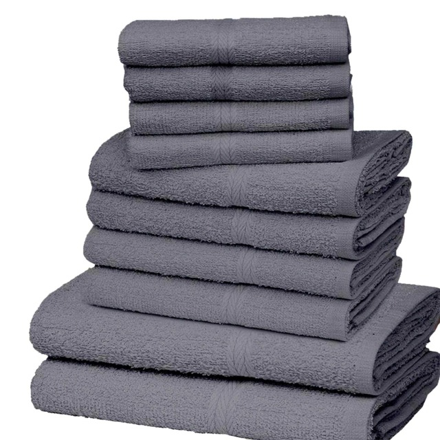 K Collection Egyptian Cotton Towel Set (Pack of 10) Grey Charcoal One Size 1