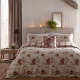 D & D Hanson Highland Cow Duvet Cover Set Terracotta
