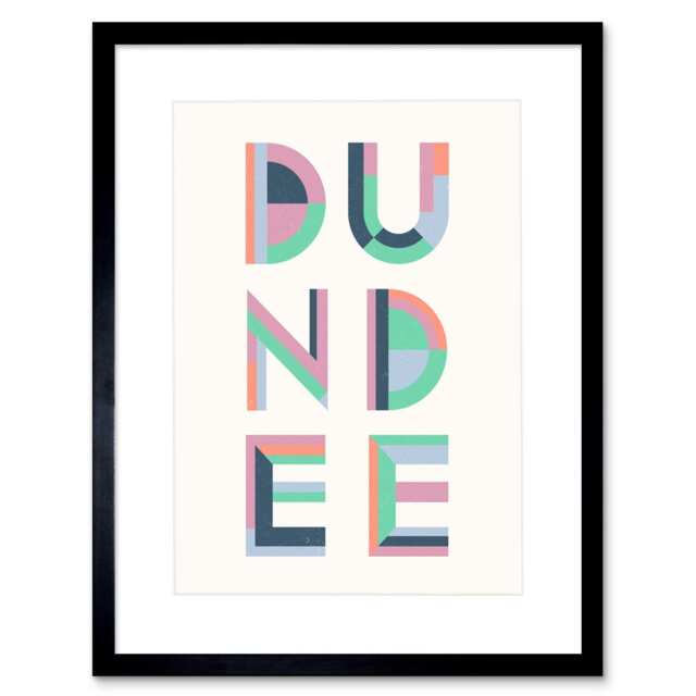 "Dundee Bright Pastel Colour Art Deco 9x7"" Black Framed Wall Art Print"