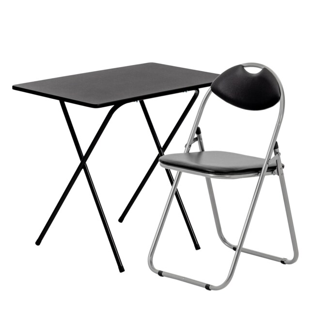 Harbour Housewares Wooden Folding Desk & Chair Set - Black/Black Black Black/Black