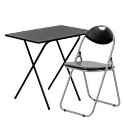 Harbour Housewares Wooden Folding Desk & Chair Set - Black/Black Black Black/Black
