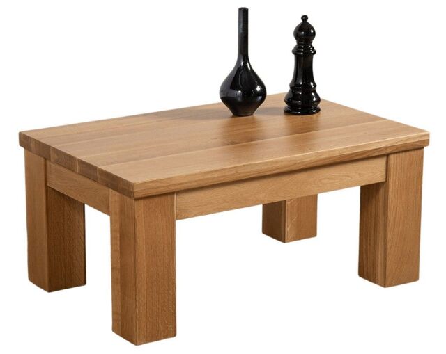 Dakot Chunky Oak Small Coffee Table for Living Room Brown Light Oak
