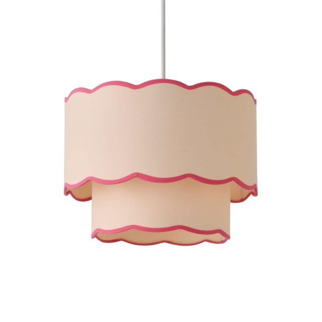ValueLights Sloane 2 Tier Pink Colour Clash Scallop Shade and Bulb