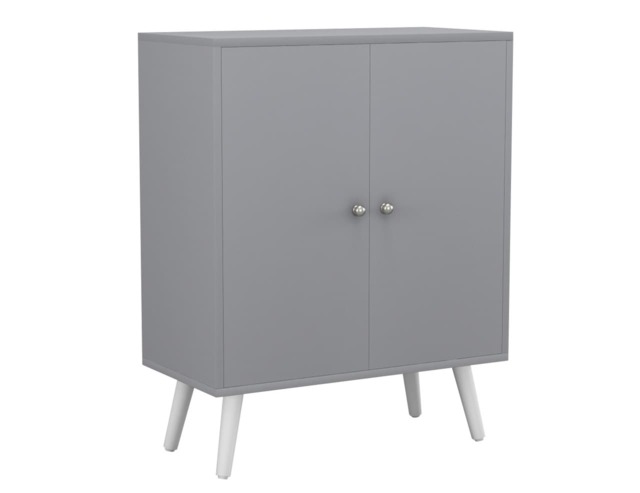 Grey 2-Tier 2-Door Wooden Cabinet With Legs Grey Grey & White 1