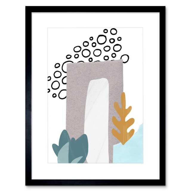 "Collage Abstract Under The Sea Coral Reef Bathroom 9x7"" Black Framed Wall Art Print"
