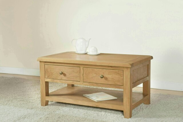 Shrewsbury Coffee Table with 2 Drawers - L60 x W100 x H50 cm - Oak Brown