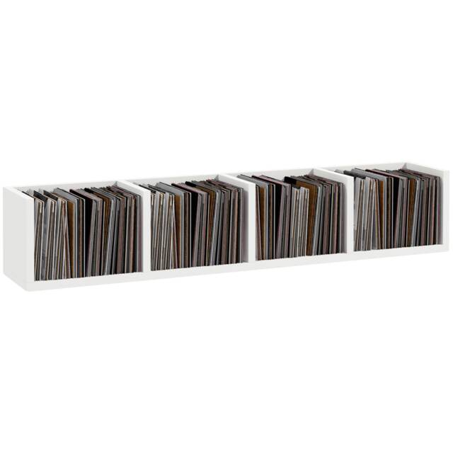 HOMCOM Wooden Wall-Mounted Storage Media Display Shelf Center Rack, White