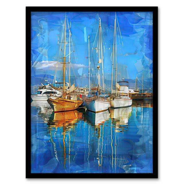 Fishing Boats Christchurch Harbour Dorset Black Framed Wall Art Print A4