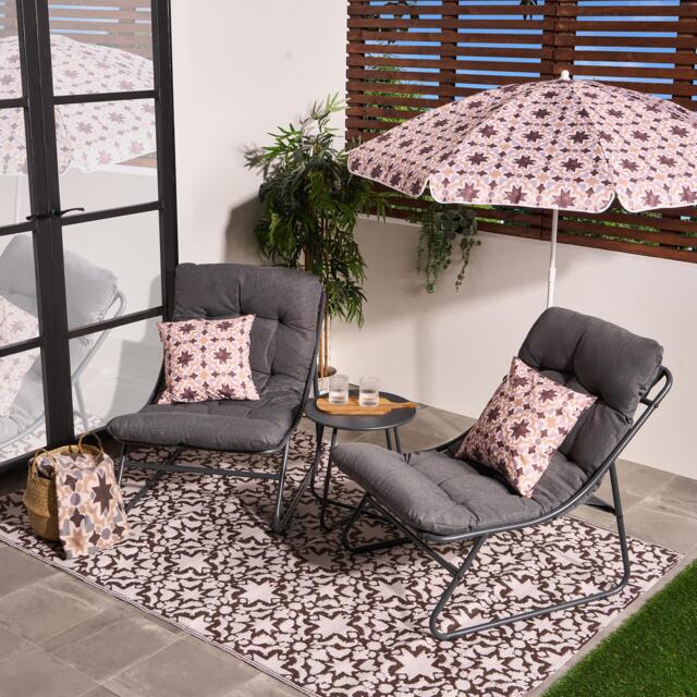OHS Mykonos Bistro Set Outdoor Table Chair Garden Patio Furniture Grey