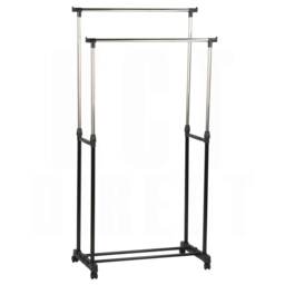 KCT Clothes Rail Double Adjustable Clothing Rack for Kids Bedroom Small Spaces Small Hanging Coat Dress Garment Display Stand Tidy Grey Silver
