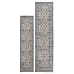 KUKOON Beige Grey Traditional Bordered Medallion Washable Living Room Area Rug 80cm x 300cm