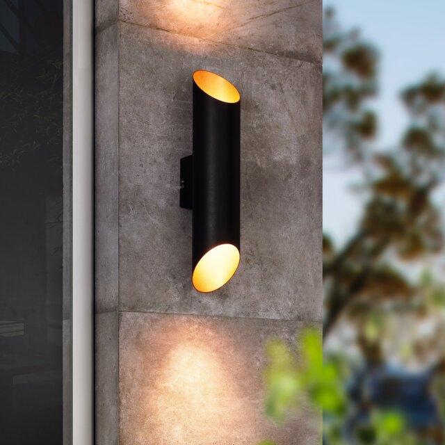 EGLO Agolada Up and Down Light Steel Black/Copper Outdoor Wall Light