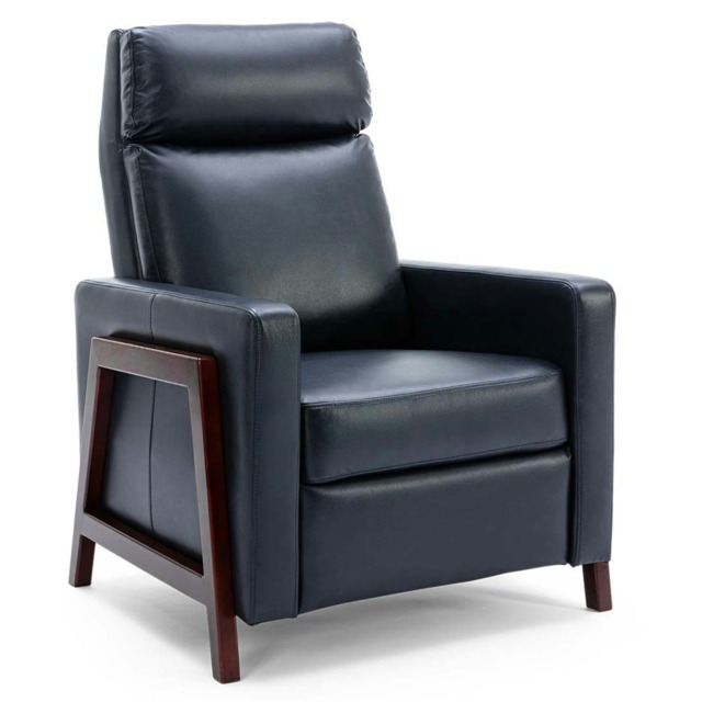 Riley Pushback Recliner Air Leather Modern Accent Recliner Chair (Blue)