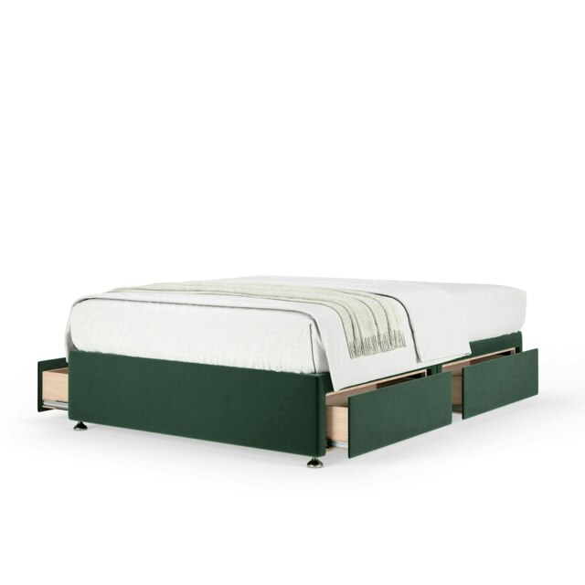Majestic 1000 Pocket Sprung Green Plush Velvet 4 Drawer Divan Set King Size