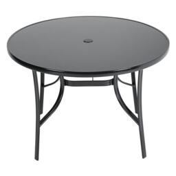Living and Home Metal and Tempered Glass Garden Table Outdoor - Black