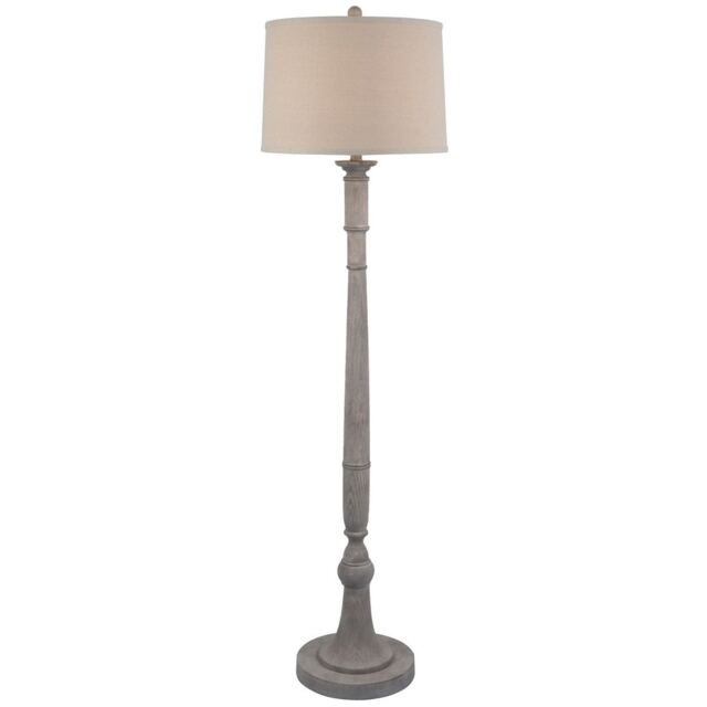 Stella Floor Lamp with Linen Shade - Resin - L41 x W41 x H154 cm - White
