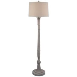 Stella Floor Lamp with Linen Shade - Resin - L41 x W41 x H154 cm - White