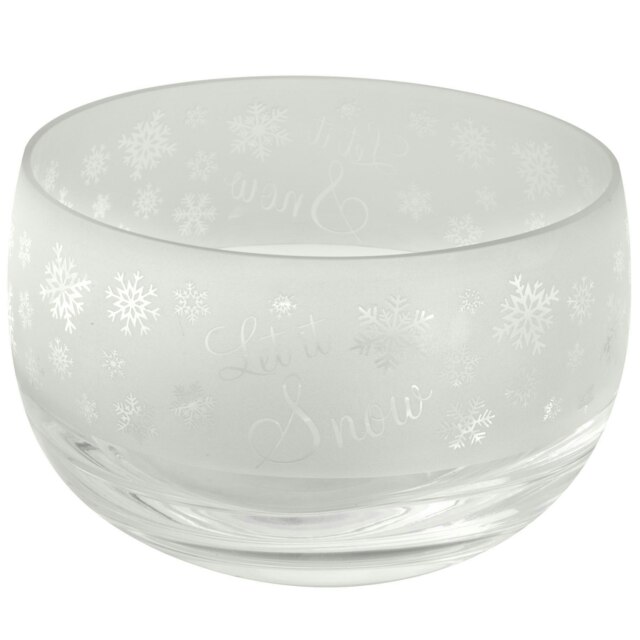 Animo Glass Decortive Etched Small Bowl Let It Snow
