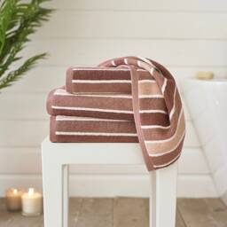 Madison Soft BCI Cotton Towels – 100% Cotton, 550 GSM, Highly Absorbent, Yarn-Dyed Striped Design Pink White Bath towel